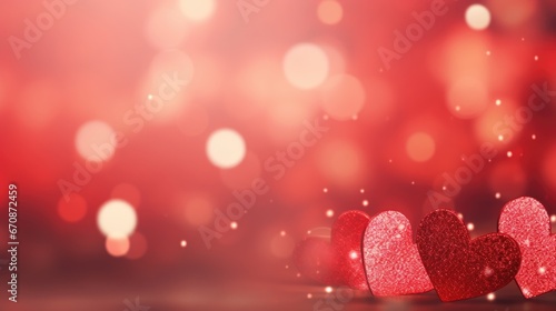 Christmas red abstract valentine background, Red glitter bokeh vintage lights background.