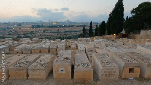 Thousands of Jewish Family Tombs on Mount of Olives, Jerusalem, Israel.