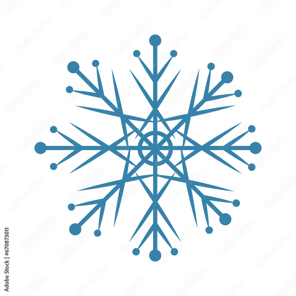 Blue snowflake on a white background, icon. Simple blue snowflake hand drawn. Blue snowflake on a white background, icon. Simple blue snowflake hand drawn.