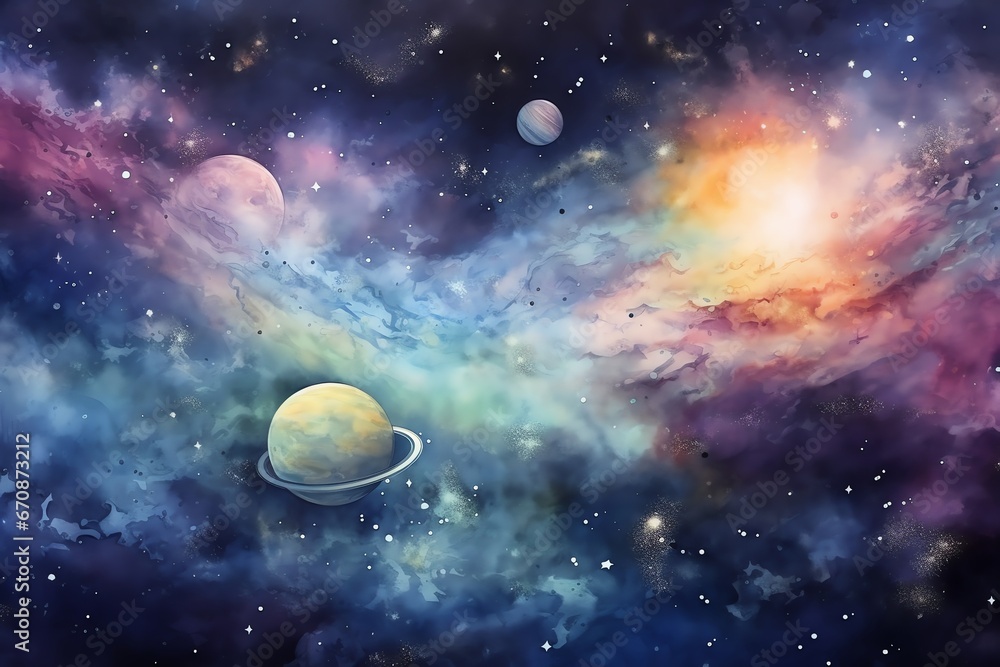 Planets and galaxy, science fiction background wallpaper