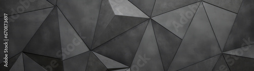 Abstract seamless dark black gray grey anthracite concrete cement stone tile wall made of triangle geometric hexagon print texture background banner panorama photo