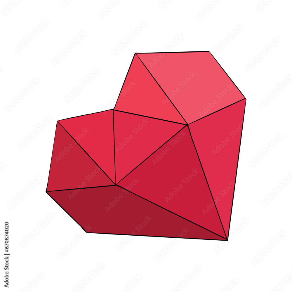 Vector illustration of polyhedron red diamond heart box with spiked structure. Image for postcard or sweets or gift box for Valentines day Vector illustration of polyhedron red diamond heart box with spiked structure. Image for postcard or sweets or gift box for Valentines day