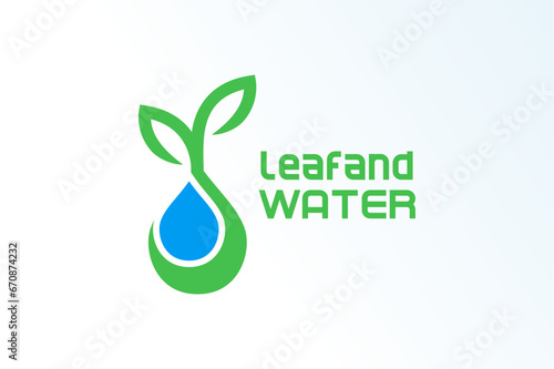 water drop plant minimalist elegant modern logo vector