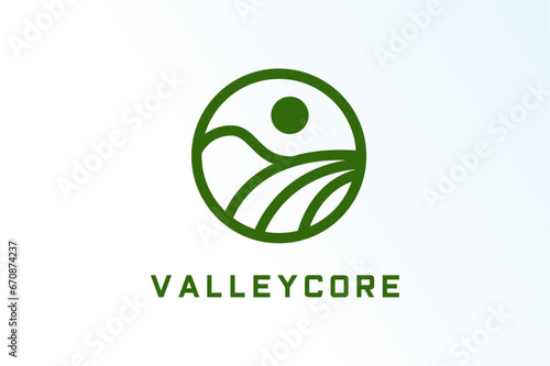 circle line plantation garden minimalist elegant modern logo vector