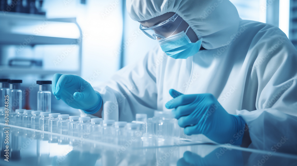 Scientist working in a Pharmaceutical or Technological industry. Ai generative. Scientist working in a Pharmaceutical or Technological industry. Ai generative.
