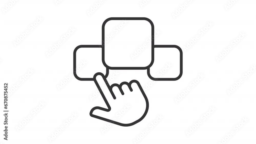 2D black creative thin line animation of clicking on check mark icon ...