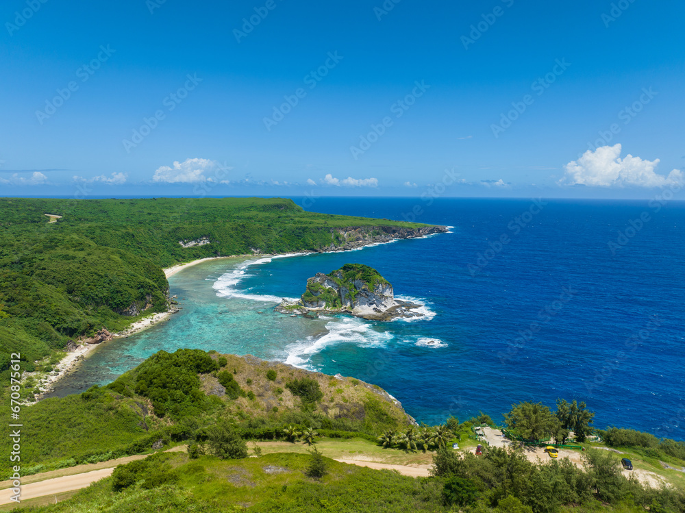 Drone view of Bird island in Saipan_사이판 버드 아일랜드 드론뷰