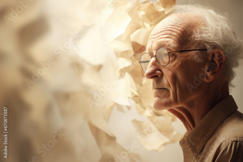 Conceptual image of Alzheimer's disease or dementia of an elderly person with memory loss photo