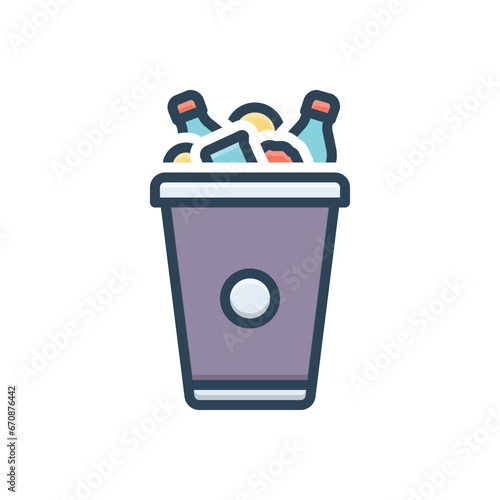 Color illustration icon for trash