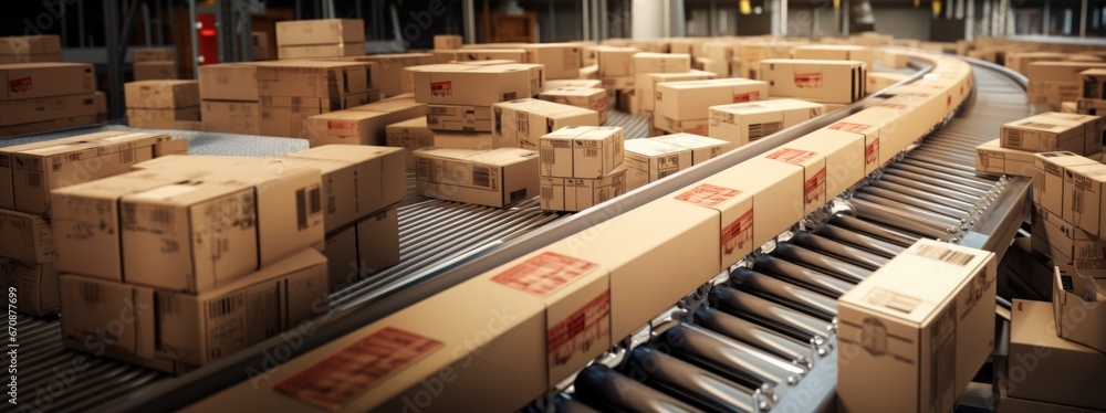 Multiple cardboard box packages. Multiple cardboard box packages.