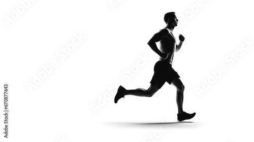 Man athlete running for exercise isolated white background. AI generated © saifur