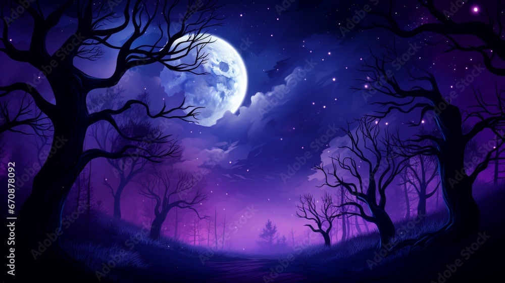 Abstract night sky with full moon for halloween background