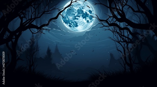 Abstract night sky with full moon for halloween background