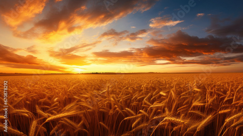 Wide angle view of golden ripe wheat field © Veniamin Kraskov