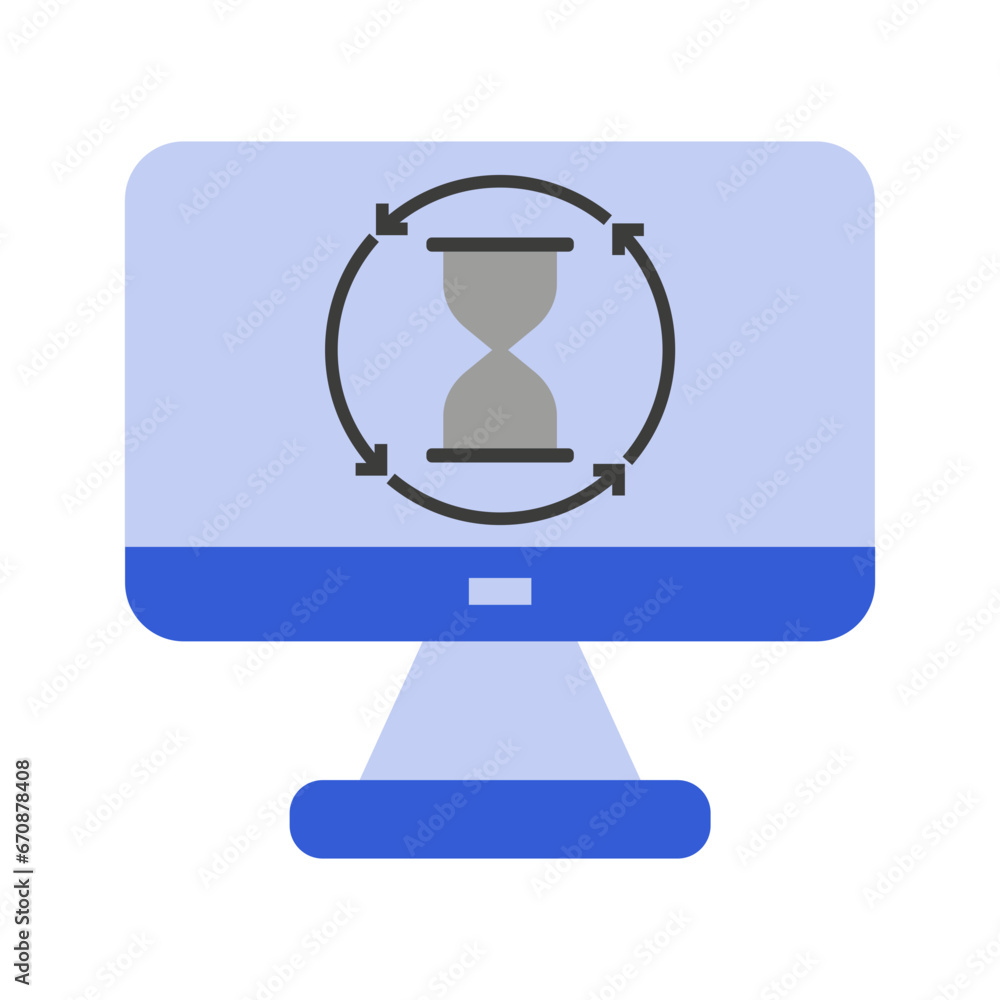 Obraz premium computer monitor with sandglass cursor loading sign icon vector