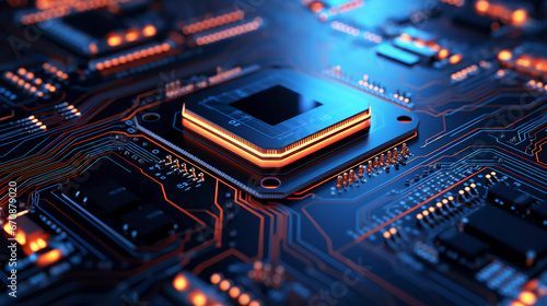 close-up image of electronic circuit board futuristic computer digital technology concept
