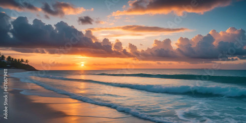 beautiful sunset at the ocean © magann