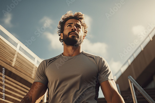 Feeling confident. Half-length portrait of young african-american man in sports clothing looking away while standing outdoors