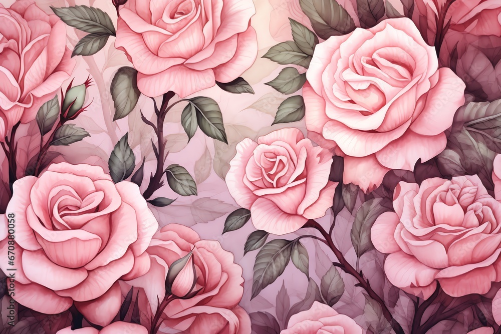 Rose flowers background in watercolor style Rose flowers background in watercolor style