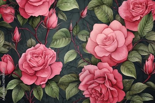 Rose flowers background in watercolor style