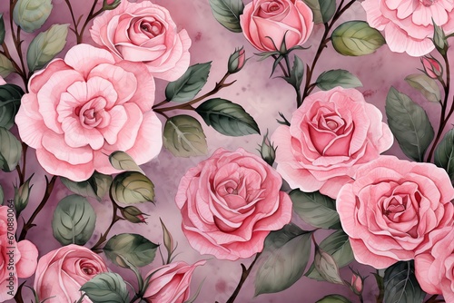 Rose flowers background in watercolor style
