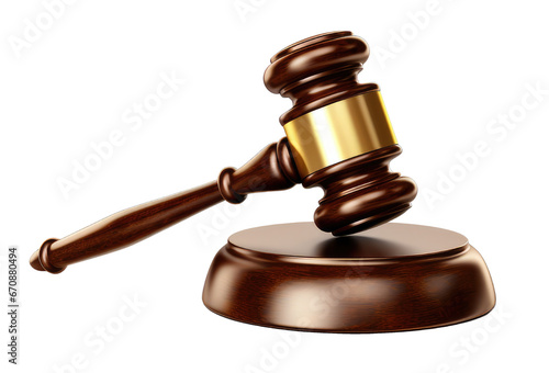 wooden gavel on isolated transparent background 