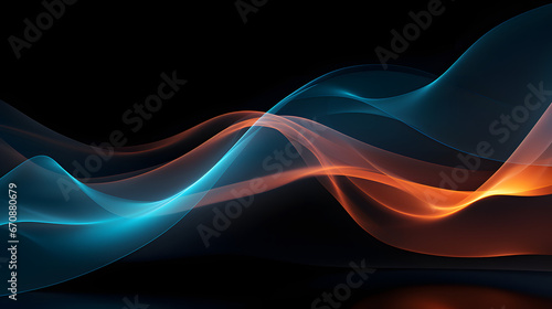 Abstract flowing lines wave. Digital future technology concept. Generative AI.