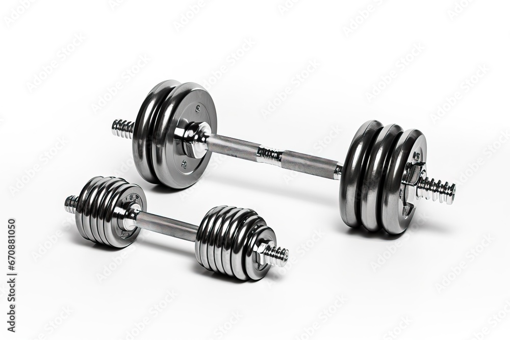 silver iron dumbbell isolated on white background silver iron dumbbell isolated on white background