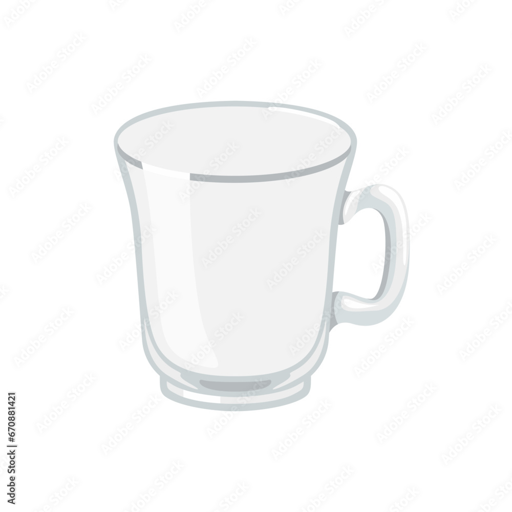 Empty glass cup for tea, coffee or hot drink isolated on white background. Vector cartoon flat illustration. Empty glass cup for tea, coffee or hot drink isolated on white background. Vector cartoon flat illustration.