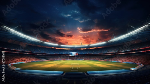 Stadium of cricket night, Bright color.