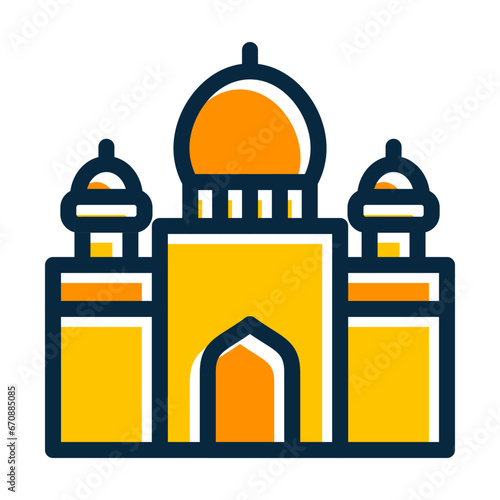 Mosque Of Cordoba Vector Thick Line Filled Dark Colors