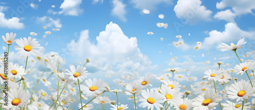 Beautiful white daisies growing under the bright summer sun 3 © 文广 张