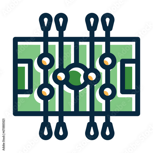 Foosball Vector Thick Line Filled Dark Colors