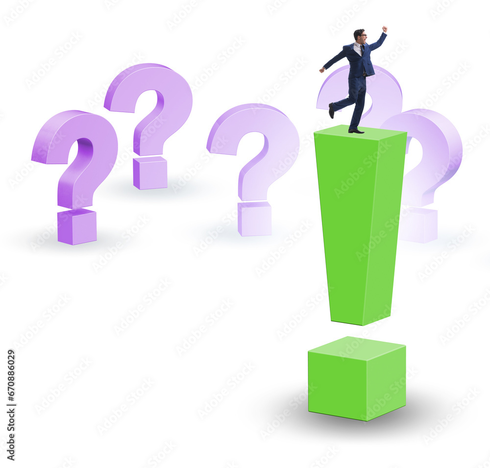 Exclamation mark concept with businessman Exclamation mark concept with businessman