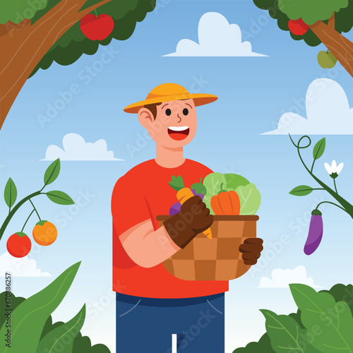 Harvesting Vegetables On Graden
