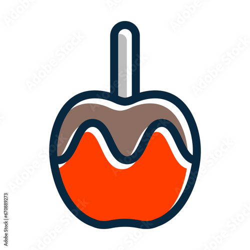Caramelized Apple Vector Thick Line Filled Dark Colors
