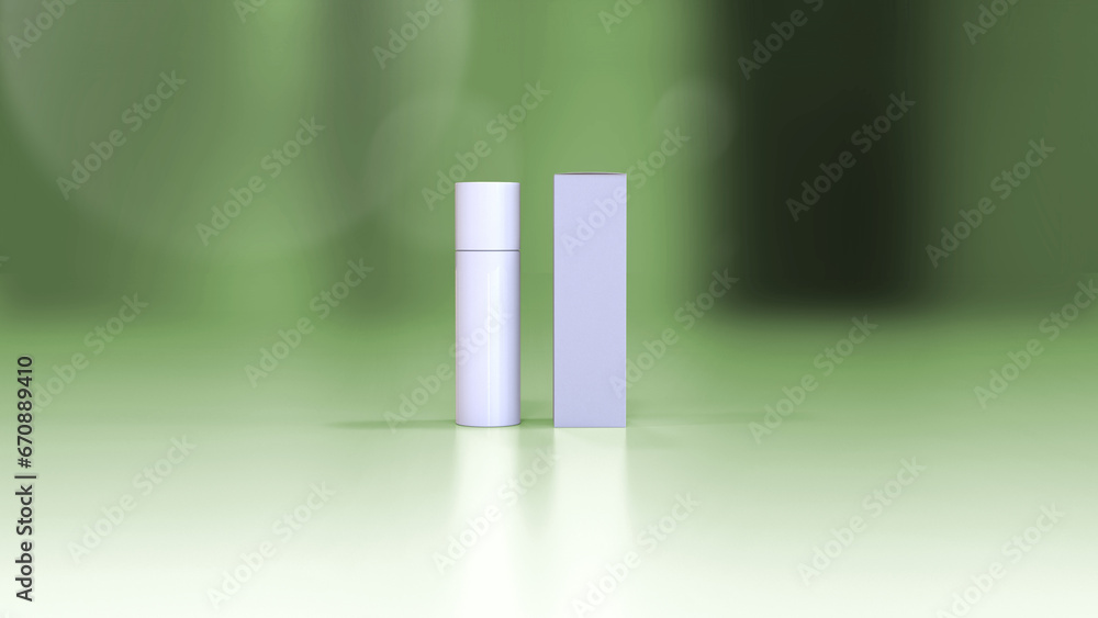 A cosmetics mock-up file through 3D rendering, simple yet tasteful and harmonious background for the product mock-up.

