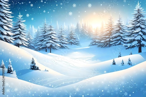 Vector christmas winter snowy landscape background. © Elegant Design & Art