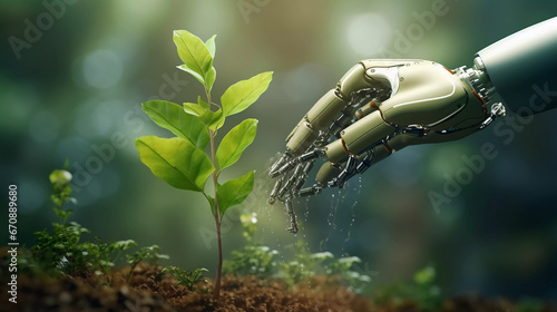 robotic hand planting a plant
