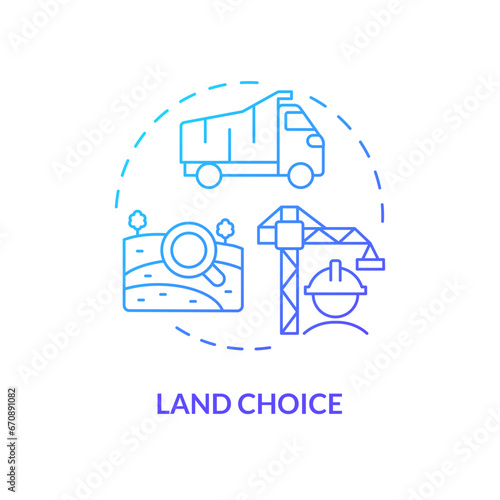 2D gradient land choice icon, simple isolated vector, construction cost thin line illustration.