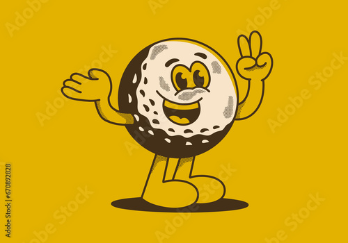 Happiness is the key to life. Mascot character illustration of golf ball with happy face