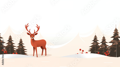 Cut-out Christmas Deer Lines for Babies - Minimalistic Flat Design with White Background