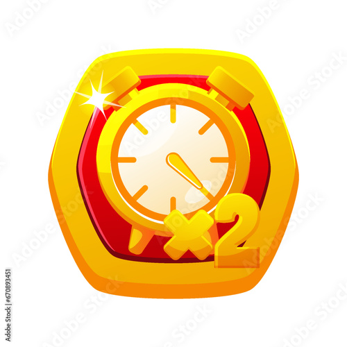 Game clock or time icon. Double or add the time icon. Vector graphic user interface element for mobile app.