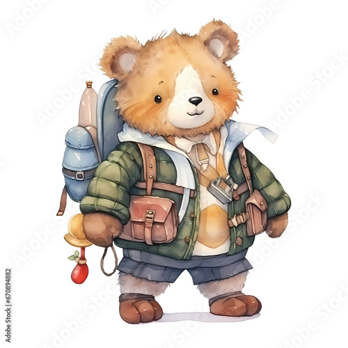 watercolor adventure bear , watercolor illustrations