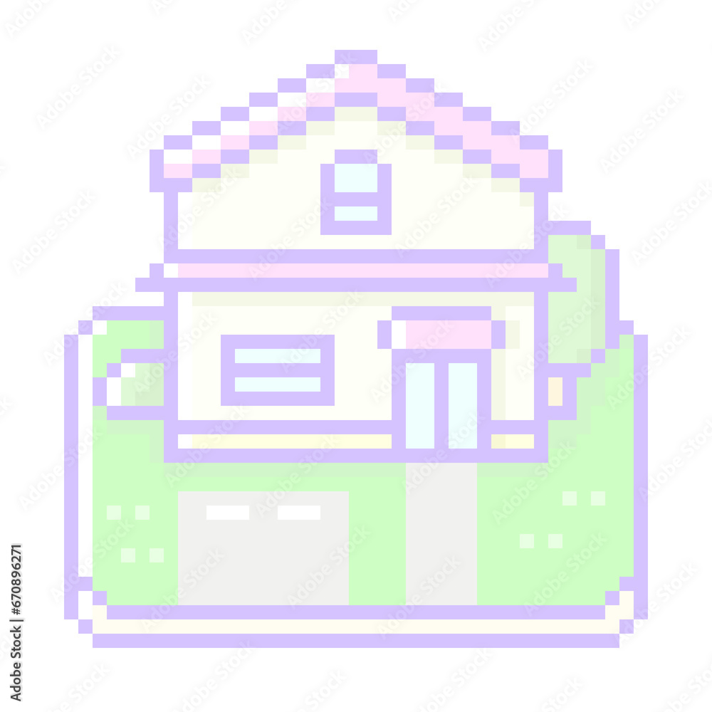 ピクセルアートな駐車スペース付一軒家♪PNG