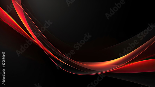 elegant abstract background Minimalist black and red curved line shapes created with Generative AI Technology