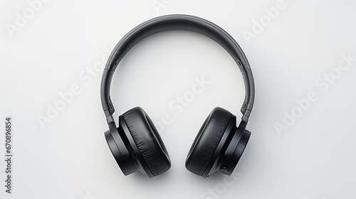 Black headphones on white background