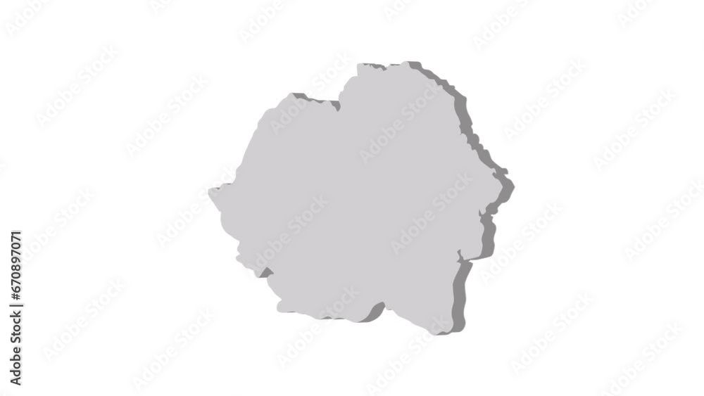 Romania map 3d grey on white background. Dynamic 4K animation motion graphics unleashed. Romania map 3d grey on white background. Dynamic 4K animation motion graphics unleashed.