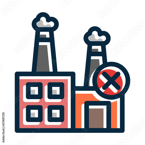 No Fossil Fuels Vector Thick Line Filled Dark Colors