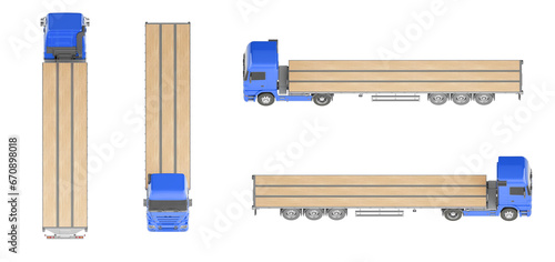 Obraz na plátne A mock-up of a flatbed truck on a white background for vehicle branding, corporate identity
